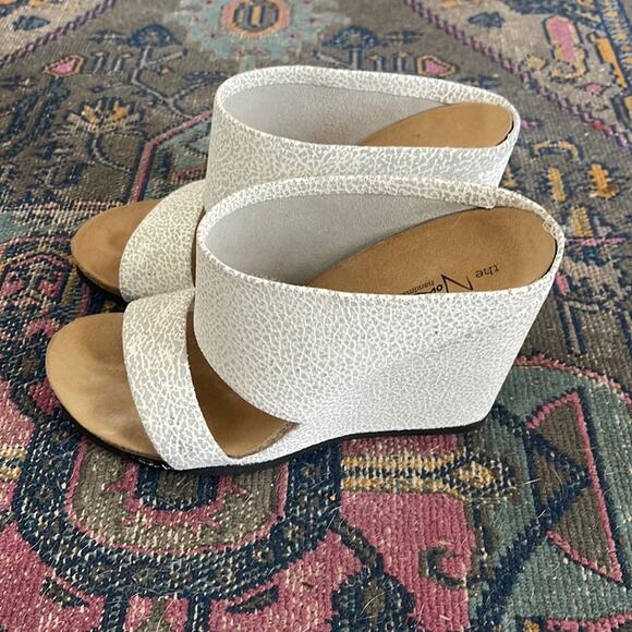 Peter Non textured leather open toed slip on wedge sandals sz 8 - Picture 1 of 7